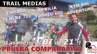 Yamaha Ténéré 700 VS Aprilia Tuareg 660 VS KTM 890 Adventure  Prueba opinión y review en español [upl. by Haissem91]