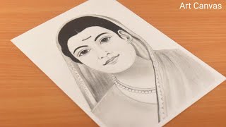 Savitribai Phule Drawing With Pencil Sketch Step by Step  Drawing Savitribai Phule [upl. by Greeson39]