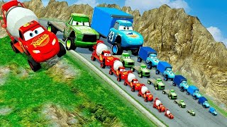 TRANSPORTING PIXAR CARS amp FRUITS WITH COLORED amp JOHN DEERE vs CLAAS vs TRACTORS  BeamNGdrive 962 [upl. by Anirol380]