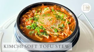 Easy and Appetising Kimchi Soft Tofu Stew  Vegetarian Kimchi Sundubu Jjigae 泡菜软豆腐炖菜 [upl. by Amsab]