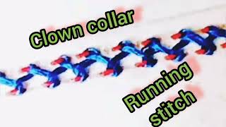 Clown Collar Stitch  family of stepped running stitch type 1 embroidery [upl. by Enohs338]