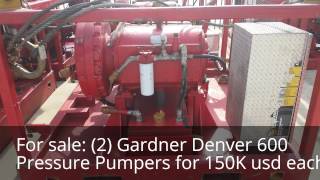 Selling 2 Twin Skid Mounted Well Service Gardner Denver 600 Pressure Pumpers 150K usd each [upl. by Kedezihclem592]