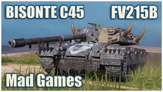 Bisonte C45 amp FV215b • Mad Games WoT Blitz [upl. by Aronle108]