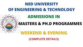 NED University Postgraduate Admission 2022 [upl. by Gris]