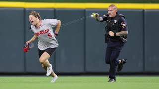 Fan invades baseball field does a backflip and gets Tasered  CAUGHT ON CAMERA [upl. by Gariepy]