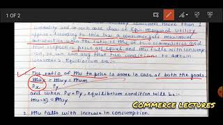 consumers equilibrium  cardinal utility approach  in case of two commodities  class 11 eco [upl. by Michaella]