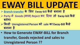 EWAY BILL FOR BRANCH TRANSFER GOODS REJECTED SALES TO UNREGISTERED PERSON [upl. by Ahcrop]