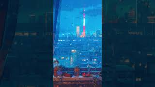 Rainy Night Lofi  Tokyo Tower View from a Cozy Room  Lofi Short lofishorts [upl. by Aratas]