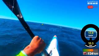 Downwind first time on a spec ski  Carbonology Surf X Surfski [upl. by Kinnon385]