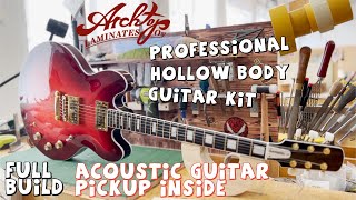 SemiHollow Body Guitar With Piezo Pickup  Archtop Laminates Kit Full Build [upl. by Doone323]