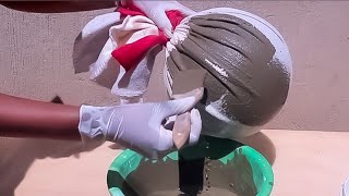 New way to Make Cement Pot from old clothCement craft ideas [upl. by Nomihs]