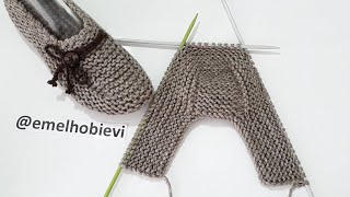 SADECE 39 İLMEKLE İki Şiş Dikişsiz Patik Örüyoruz  Easy Knitting Slippers [upl. by Ielhsa]