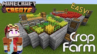 Minecraft Create Mod 1201 Easy Fully AUTOMATIC CROP farm Perfect first farm [upl. by Tsew]