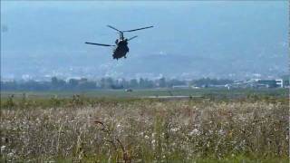 Landing and takes offs  4 Boeing CH47 Chinook Royal Air Force  ClermontFerrand Airport HD [upl. by Sleinad31]