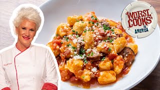 How to Make Ricotta Gnocchi with Anne Burrell  Worst Cooks in America  Food Network [upl. by Spenser]