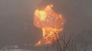 Oil Train Explodes During Derailment [upl. by Avlis]