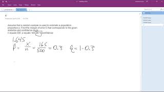 statistics and confidence level n equals 550 x equals 165 90  confidence [upl. by Aekal]