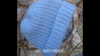 DIY TUTO TRICOT BONNET BLEU EN CÔTES ANGLAISES [upl. by Zoltai]