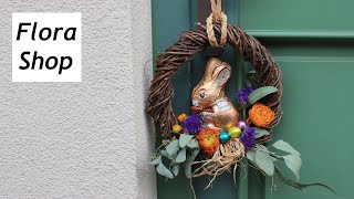 Ostergeschenk Türkranz mit Osterhasen vom Discounter selber machen ❁ Deko Ideen mit FloraShop [upl. by Stortz734]