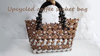 Upcycled coffee sachet bag handmade [upl. by Haibot]