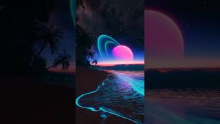 Bioluminescent Beach 🪐🌊space spaceart animation cinema4d relaxingmusic [upl. by Angelita]