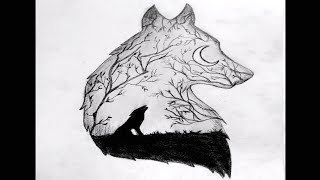 How to draw Scenery of Moonlight Wolf on Wolf Shadow step by step tutorial for Beginners moonlight [upl. by Aneeuqal]