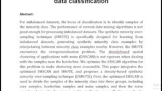 Over sampling algorithm for imbalanced data classification [upl. by Estrella]