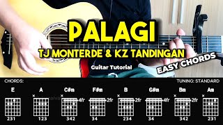 Palagi  TJ Monterde KZ Tandingan  Basic Guitar Chords Tutorial For Beginners CHORDS amp LYRICS [upl. by Nevarc]