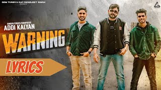 WARNING  LYRICS  AADI KALYAN newharyanvisongsharyanavi2024 newharyanvisong [upl. by Brelje]