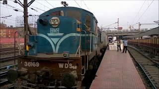 Indian Railways 1st Rajdhani Express Coupling with WDS6 Pilot Diesel Loco at Howrah Railway Station [upl. by Otcefrep116]