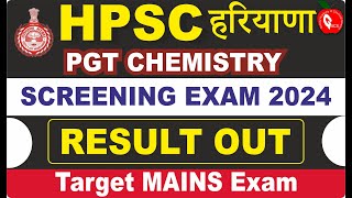 HPSC PGT CHEMISTRY SCREEING 2024 RESULT OUT [upl. by Karr609]