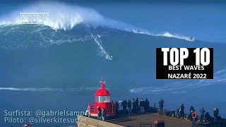 Top 10 BEST WAVES of NAZARE SWELL 2022 [upl. by Anirtruc628]