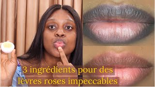 3 ingredients pour avoir les lèvres roses  Comment avoir les lèvres roses de façon permanente [upl. by Enaile]