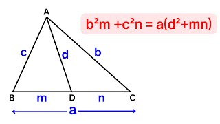 Stewarts Theorem Proof  Stewart Theorem Geometry [upl. by Analram60]