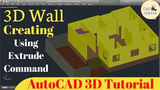 Create 3D wall in Autocad with important tips  Creating 3D house with basic  3D wall Design [upl. by Eveivenej]