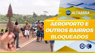 Indígenas bloqueiam o acesso ao Aeroporto de Altamira PA  SBT Altamira [upl. by Gambell]