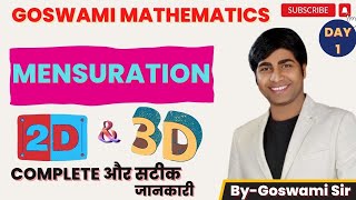 MENSURATION LECTURE 1 BY GOSWAMI SIR  SSC GD CHSL BSCCDAROGA [upl. by Desta]