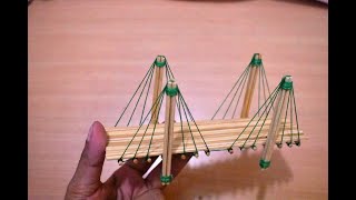 Art and Craft  How to Make Miniature Bridge Model with Long Tooth Picks [upl. by Ahsotan]