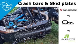 Motorcycle crash bars and skidplate Altrider v Outback Motortek v SW Motech [upl. by Llatsyrk]