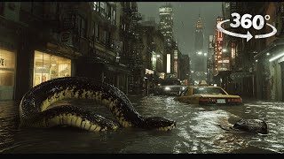 360° City Flood Giant Snake and Scary Ghost Escape VR 360 Video 4K Ultra HD [upl. by Aihsoek]