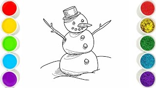 Let’s draw a snowman ☃️  easy drawing for kids and preschoolers [upl. by Mailli]