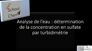 Analyse de leau  les ions sulfates par turbidimétrie Baryum [upl. by Carli510]