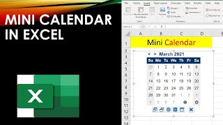 Mini Calendar In Microsoft Excel  Date Picker [upl. by Ardnasirhc]