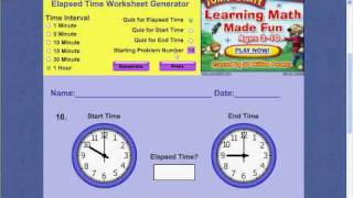 Elapsed Time Worksheet Generator Demo [upl. by Yanehc]