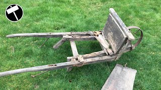 Very Damaged wooden Wheelbarrow Restoration [upl. by Orihakat]