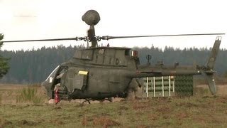 OH58 Delta KIOWA Helicopter Firing 275 Rockets And 50cal Rounds [upl. by Nilyac]