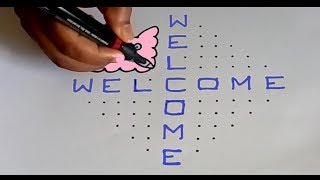 WELCOME Rangol  Easy Kolam  Chukki Muggulu  Flower Rangoli  Rangoli with dots  1422 Dots [upl. by Beatriz]