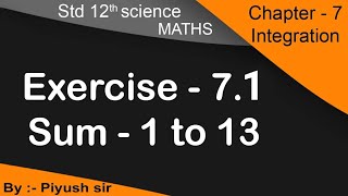 std 12th sci Maths Ch7 integration સંકલન Ex 71In Gujarati medium [upl. by Camel219]