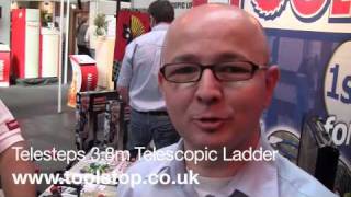 Demo of Telesteps 38m Telescopic Ladder  Live from Home Building and Renovating Show [upl. by Soluk]