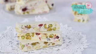 weißer Nougat mit Pistazien Mandeln feiner Türkischer Honig Torrone von Lieblingsgeschmack [upl. by Ahsitan739]